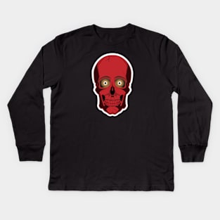 Red Skull Smiling, Graphic Kids Long Sleeve T-Shirt